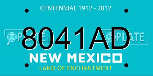 8041AD New Mexico License Plate