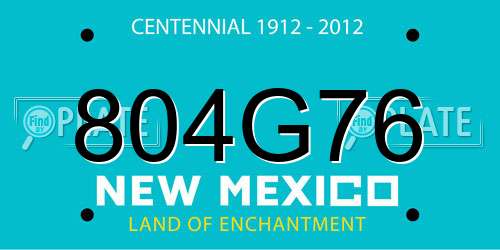 804G76 New Mexico License Plate