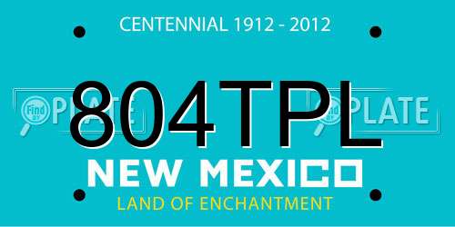 804TPL New Mexico License Plate