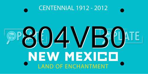 804VB0 New Mexico License Plate