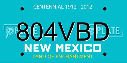 804VBD New Mexico License Plate