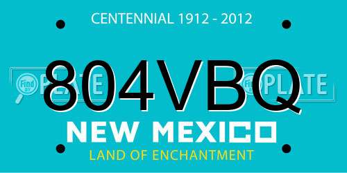 804VBQ New Mexico License Plate