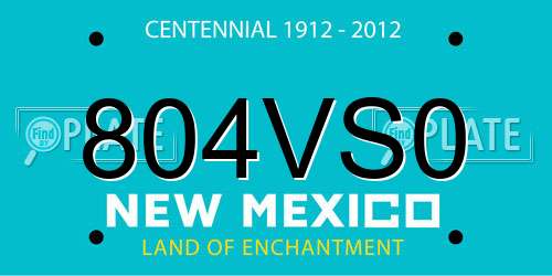 804VS0 New Mexico License Plate