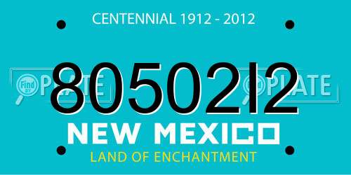 80502I2 New Mexico License Plate