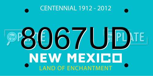 8067UD New Mexico License Plate