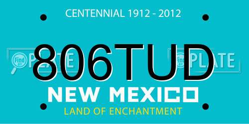806TUD New Mexico License Plate