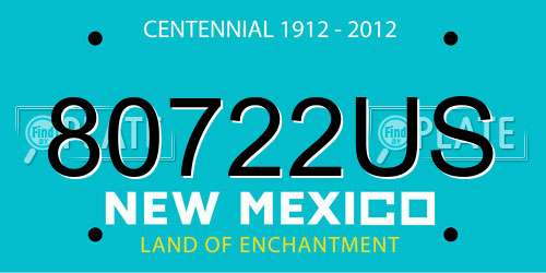 80722US New Mexico License Plate