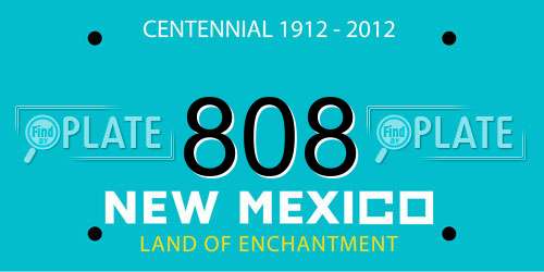 808 New Mexico License Plate