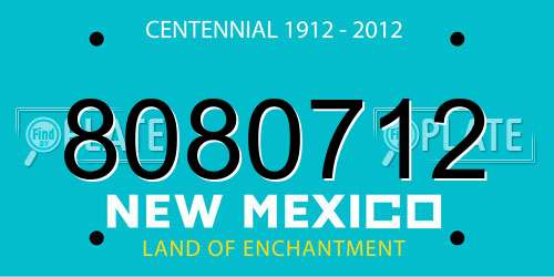 8080712 New Mexico License Plate