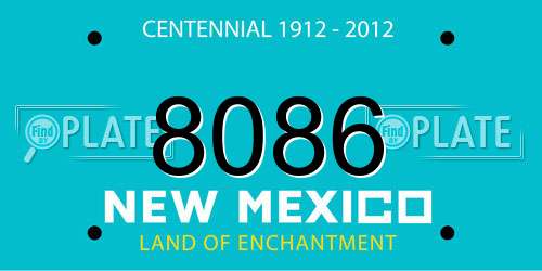 8086 New Mexico License Plate
