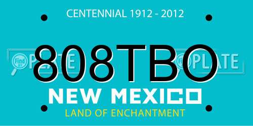 808TBO New Mexico License Plate