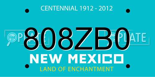 808ZB0 New Mexico License Plate