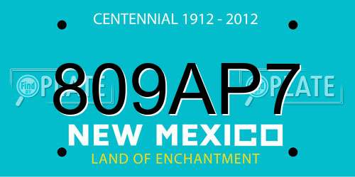 809AP7 New Mexico License Plate