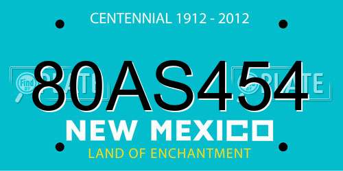 80AS454 New Mexico License Plate