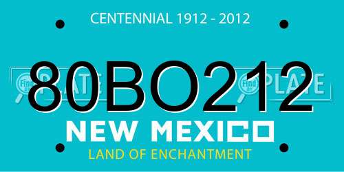 80BO212 New Mexico License Plate