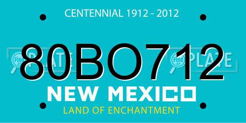 80BO712 New Mexico License Plate