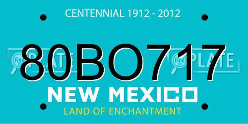 80BO717 New Mexico License Plate