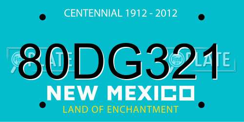 80DG321 New Mexico License Plate