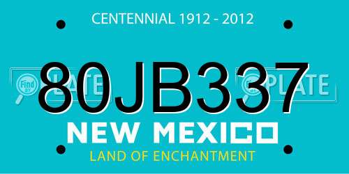 80JB337 New Mexico License Plate