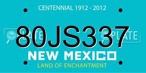 80JS337 New Mexico License Plate