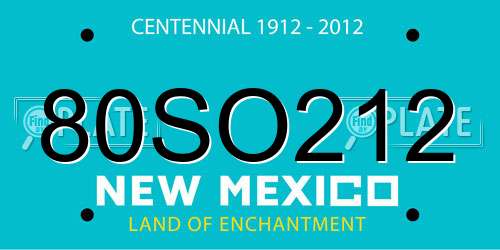 80SO212 New Mexico License Plate