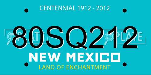 80SQ212 New Mexico License Plate