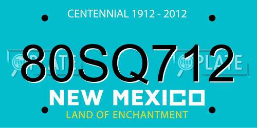 80SQ712 New Mexico License Plate