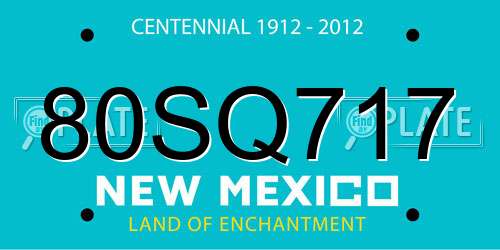 80SQ717 New Mexico License Plate