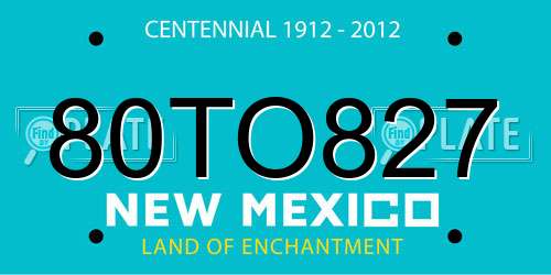 80TO827 New Mexico License Plate