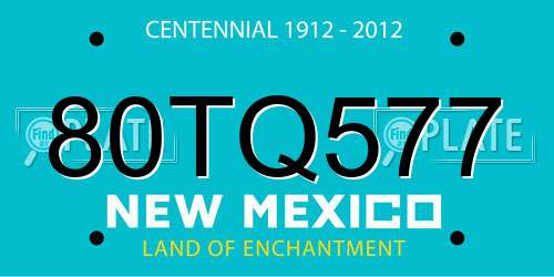 80TQ577 New Mexico License Plate