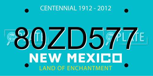 80ZD577 New Mexico License Plate