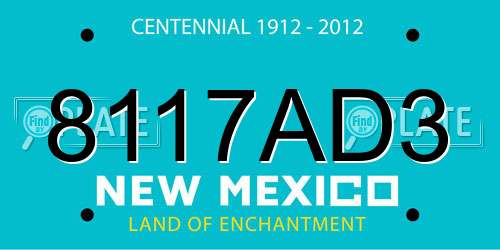 8117AD3 New Mexico License Plate