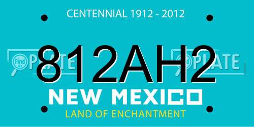 812AH2 New Mexico License Plate