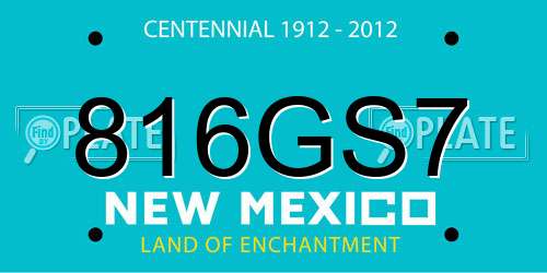 816GS7 New Mexico License Plate