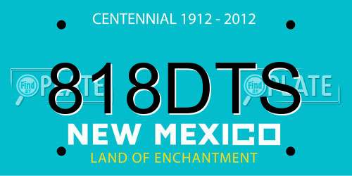 818DTS New Mexico License Plate