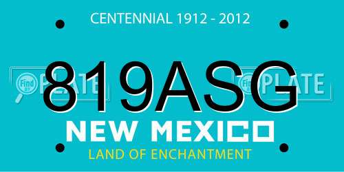 819ASG New Mexico License Plate