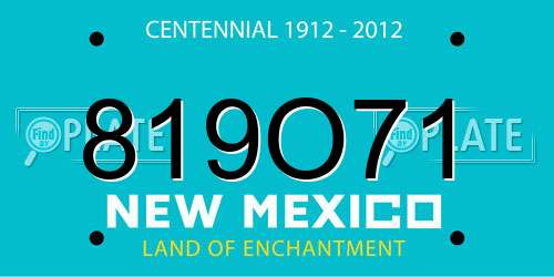 819O71 New Mexico License Plate