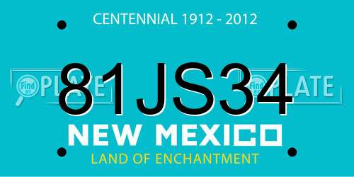 81JS34 New Mexico License Plate