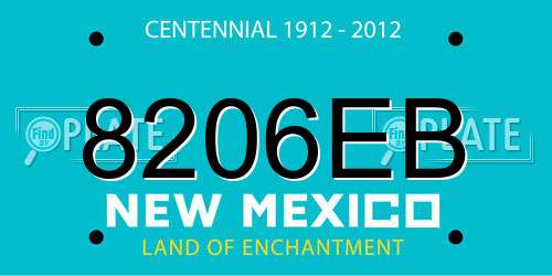 8206EB New Mexico License Plate
