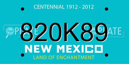 820K89 New Mexico License Plate