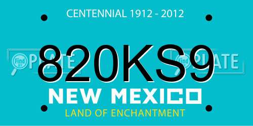 820KS9 New Mexico License Plate