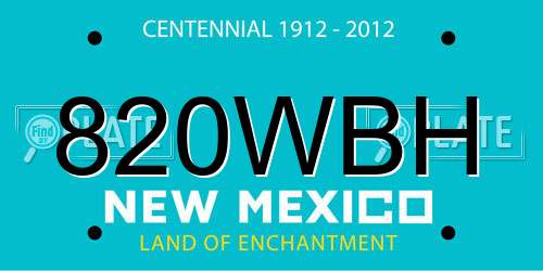 820WBH New Mexico License Plate