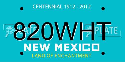 820WHT New Mexico License Plate