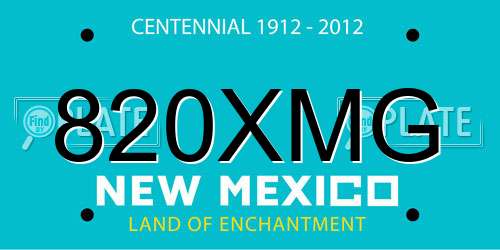 820XMG New Mexico License Plate