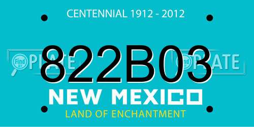 822B03 New Mexico License Plate