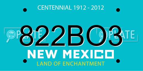 822BO3 New Mexico License Plate