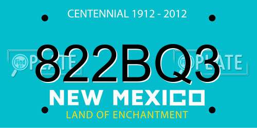 822BQ3 New Mexico License Plate