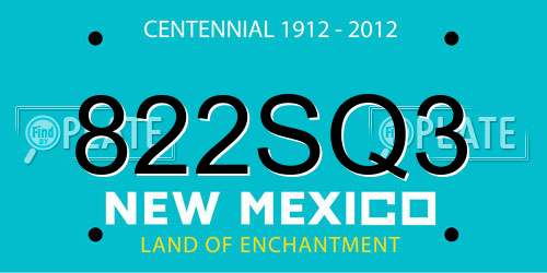 822SQ3 New Mexico License Plate