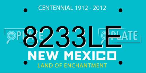 8233LE New Mexico License Plate