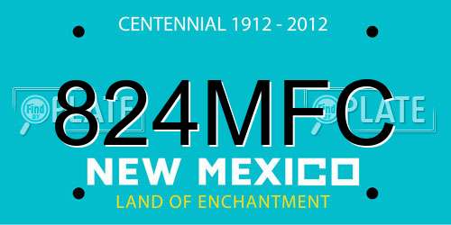 824MFC New Mexico License Plate
